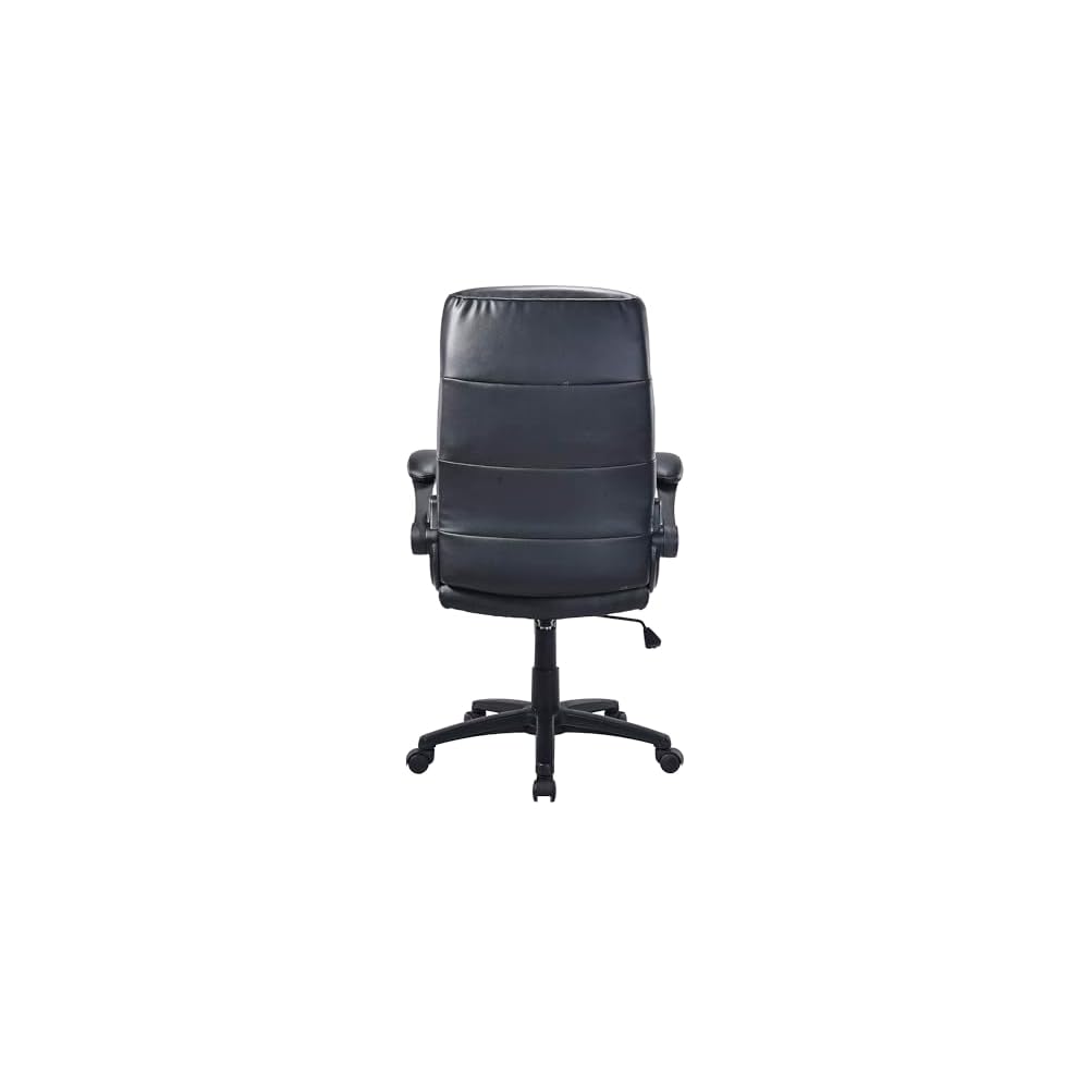 Lorell Colline High-Back Office Chair with Flip-Up Arms, Bonded Leather with PVC, 360-Degree Swivel, Tilt Mechanism, Black