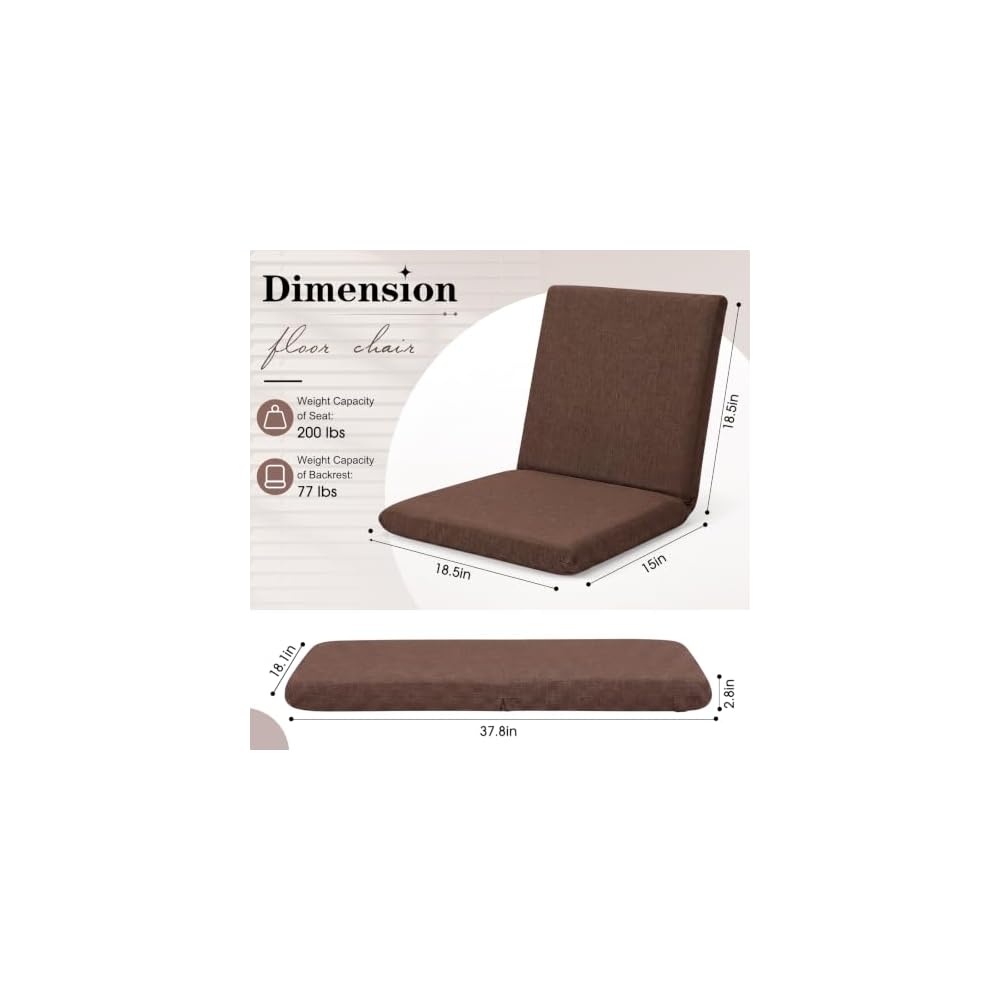 Sintuff Floor Chair with Back Support 5 Position Adjustable,Coffee,XL