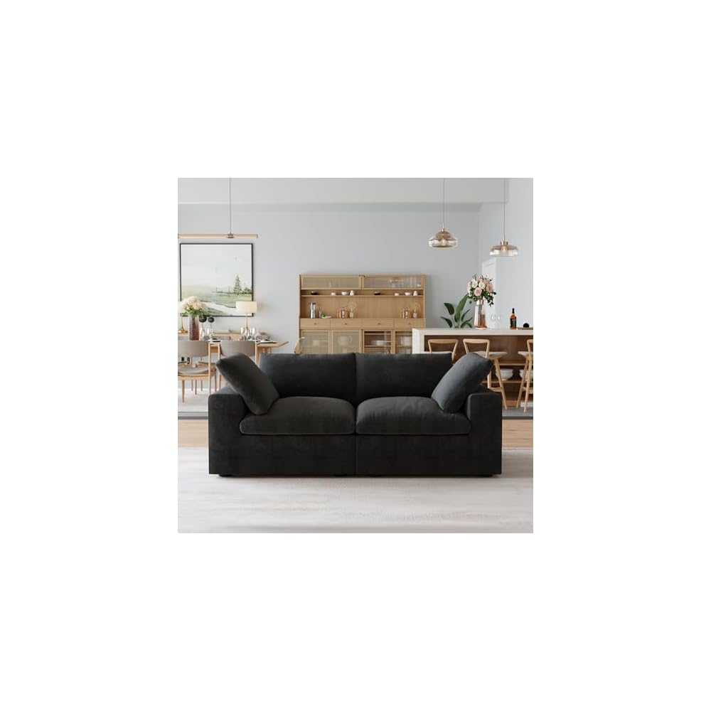 JACH Modular Sectional Couches for Living Room, Modern Convertible Couch, Comfy Love Seat Sofas, Covers Removable, Modern Sectional Sofa for Living Room Apartment (Black)