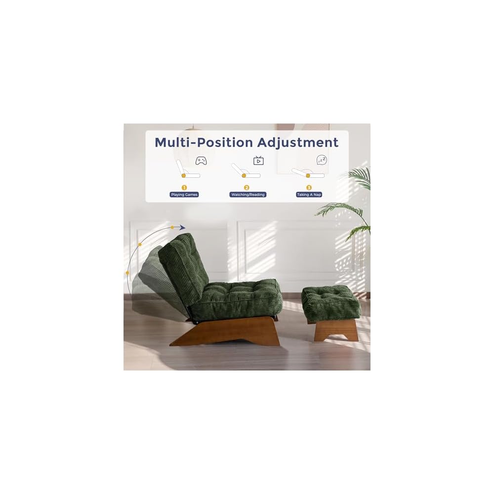 MAXYOYO Accent Chair with Ottoman, Lounge Chair with Adjustable Backrest