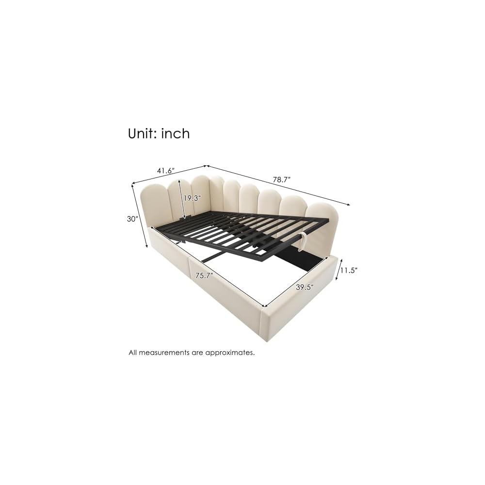 Merax Velvet Upholstered Lift Up Sofa Day Bed for Boys,Girls,Twin, Beige