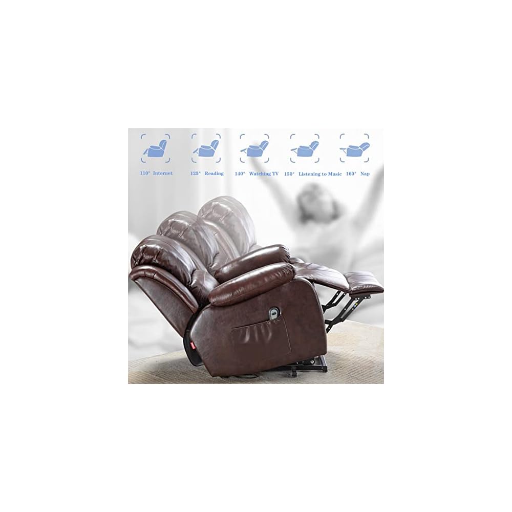 Power Lift Recliner Chair for Elderly Electric Lift Chair Sofa with Massage Living Room Chair Ergonomic Home Theater Seating Recliners Brown