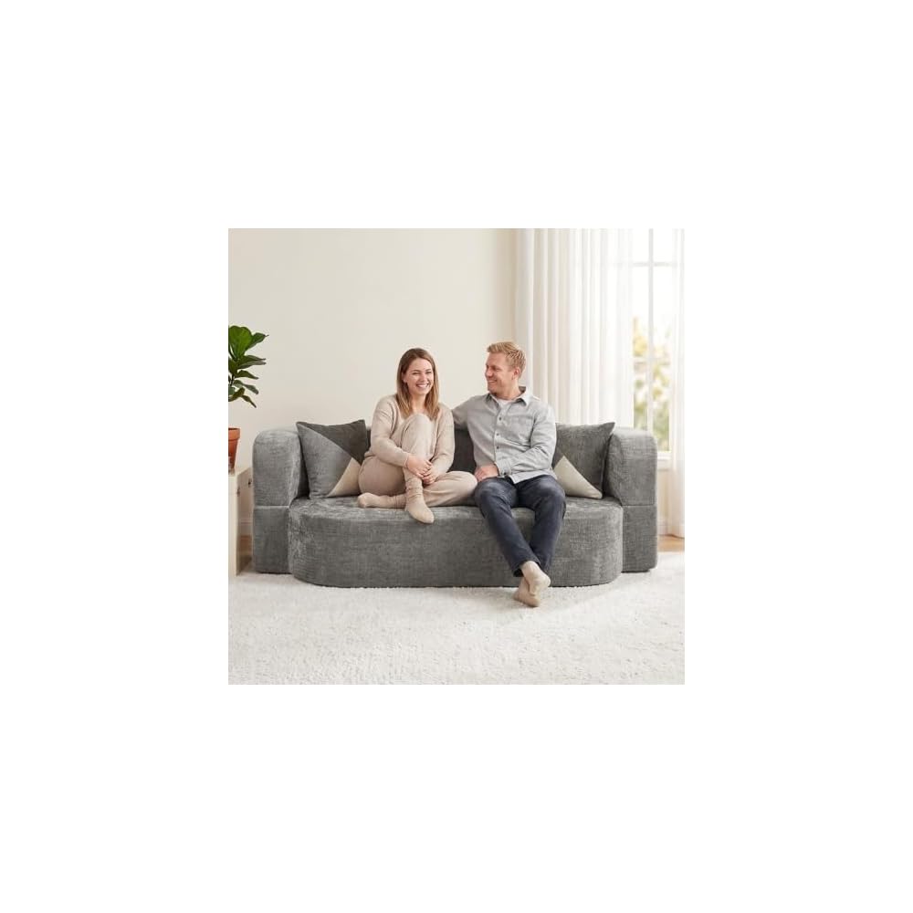KIVENJAJA 79" Boneless Couch Bed, Convertible Sofa Sleeper, Grey
