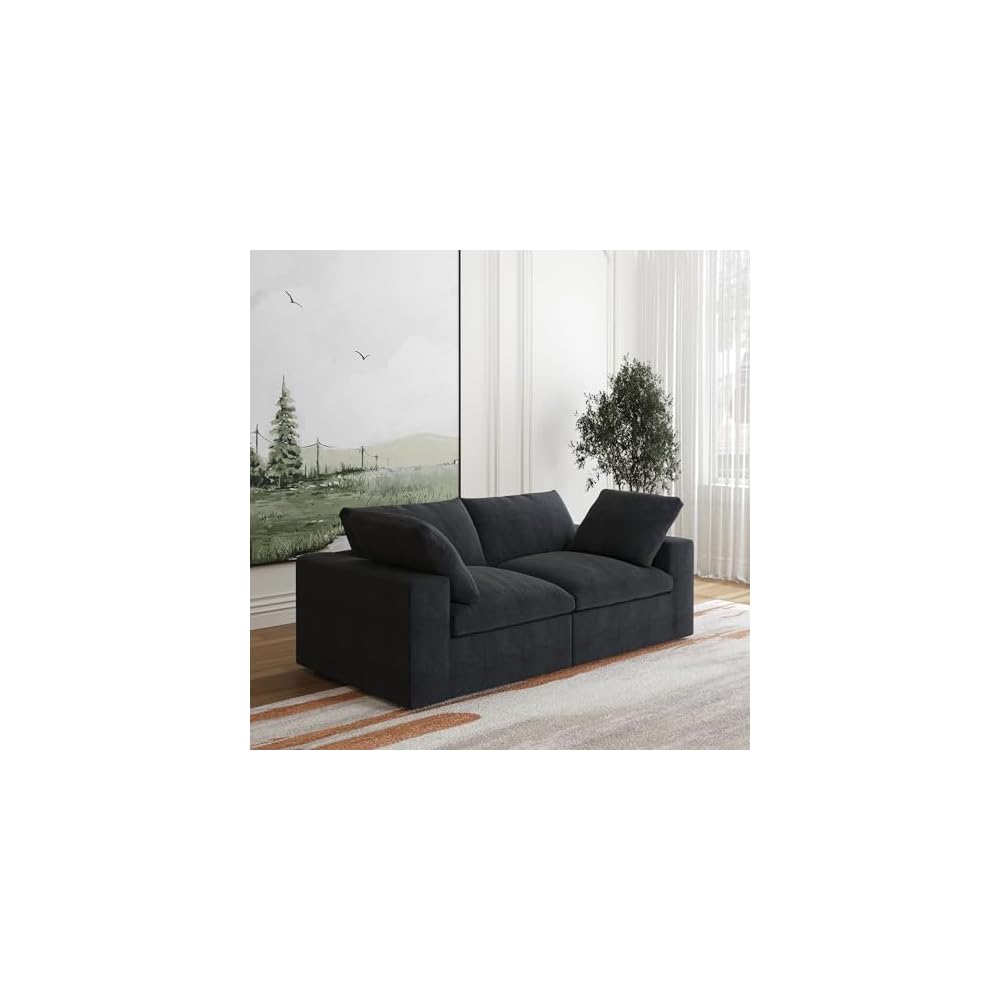 JACH Modular Sectional Couches for Living Room, Modern Convertible Couch, Comfy Love Seat Sofas, Covers Removable, Modern Sectional Sofa for Living Room Apartment (Black)