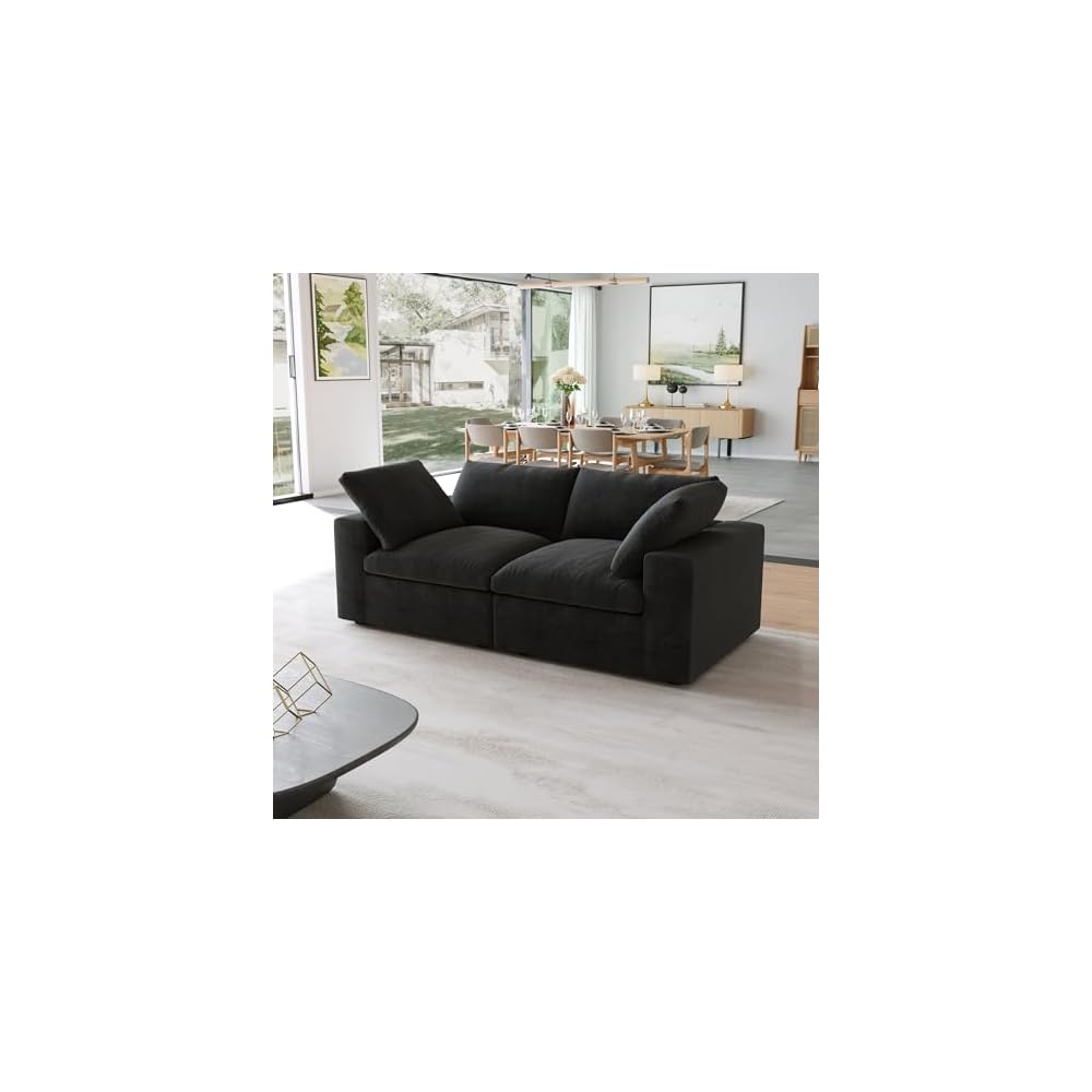 JACH Modular Sectional Couches for Living Room, Modern Convertible Couch, Comfy Love Seat Sofas, Covers Removable, Modern Sectional Sofa for Living Room Apartment (Black)