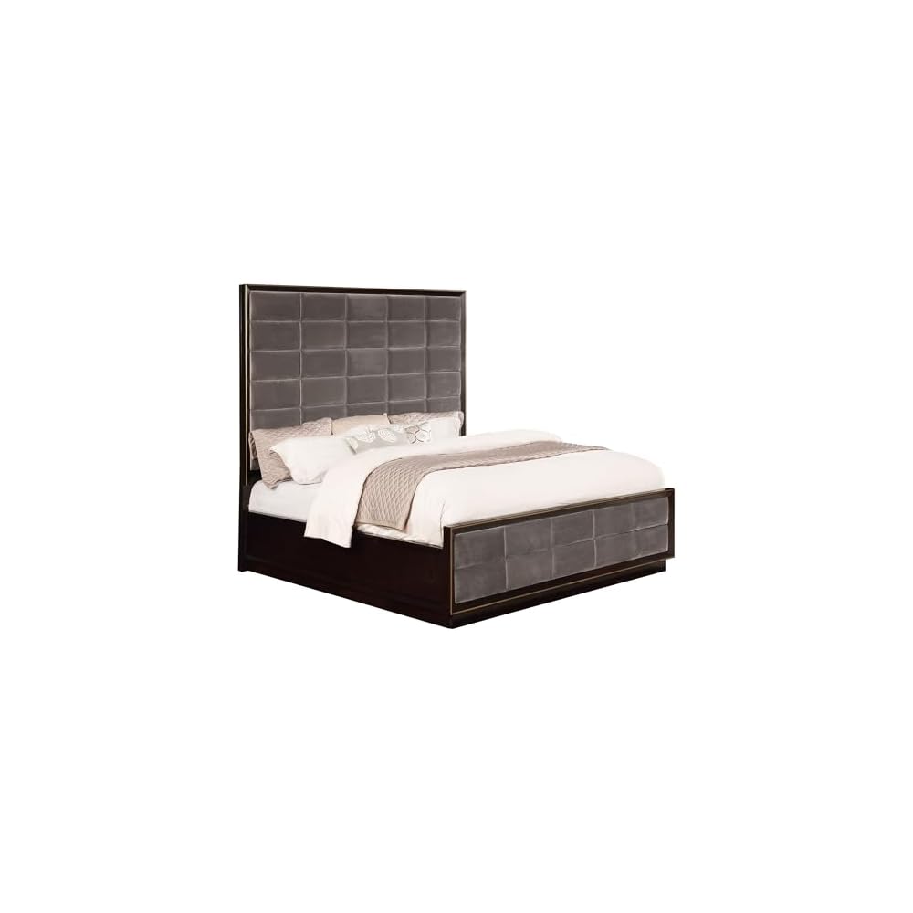Coaster Home Furnishings - Durango - Wood - Upholstered Eastern King Panel Bed with Channel-Tufted Headboard and Rectangular Shape – Bedroom – Smoked Peppercorn - 223261KE