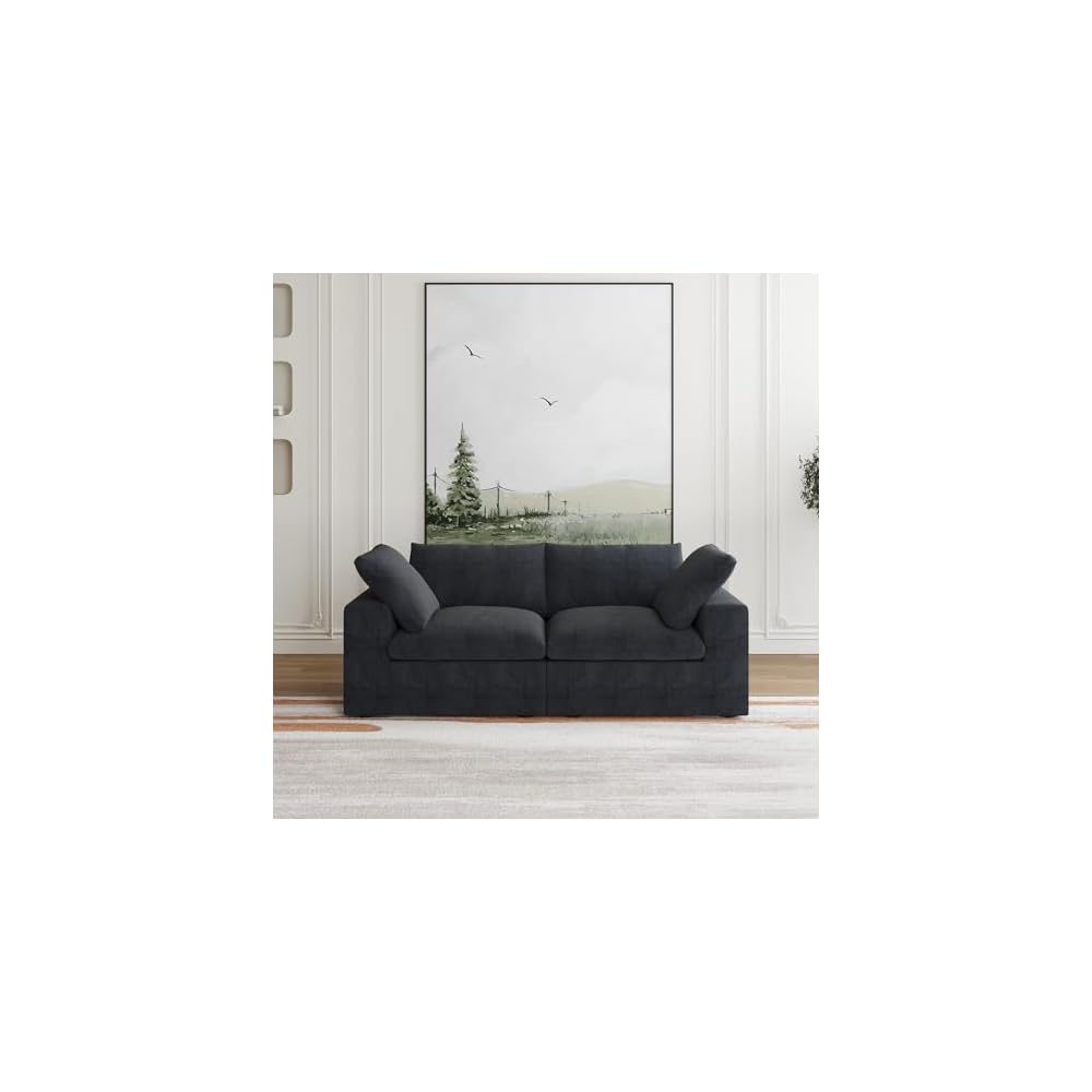 JACH Modular Sectional Couches for Living Room, Modern Convertible Couch, Comfy Love Seat Sofas, Covers Removable, Modern Sectional Sofa for Living Room Apartment (Black)