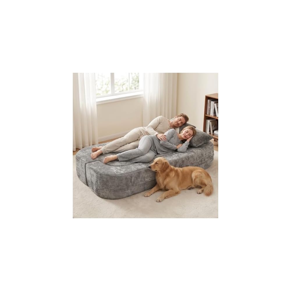 KIVENJAJA 79" Boneless Couch Bed, Convertible Sofa Sleeper, Grey