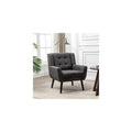 Accent Armchair, Living Room Chairs with Curved Back, Velvet Cushion, 250 Lbs Weight Capacity Ergonomics Accent Chair, Upholstered Single Sofa for Bedroom Dark Gray As Shown