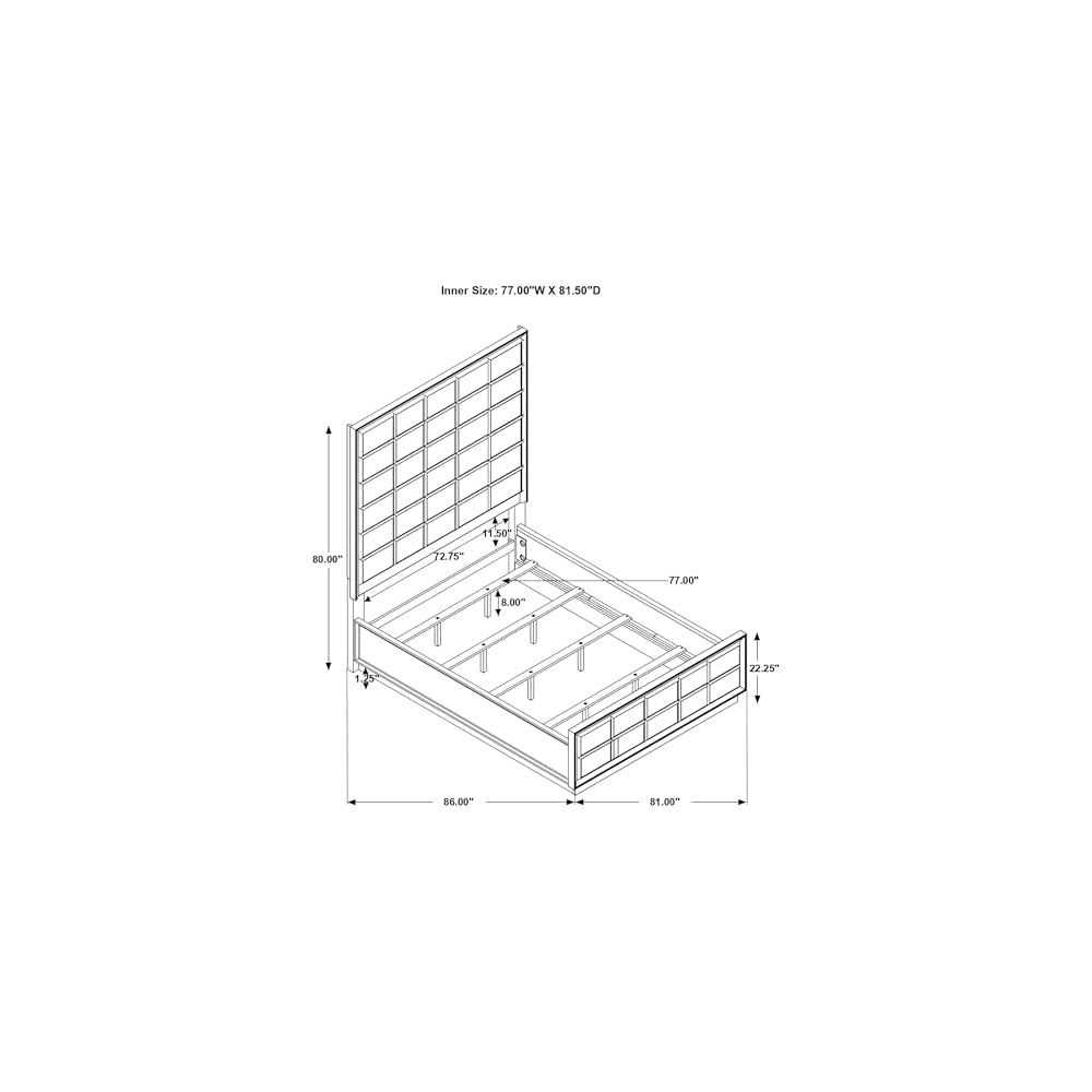 Coaster Home Furnishings - Durango - Wood - Upholstered Eastern King Panel Bed with Channel-Tufted Headboard and Rectangular Shape – Bedroom – Smoked Peppercorn - 223261KE