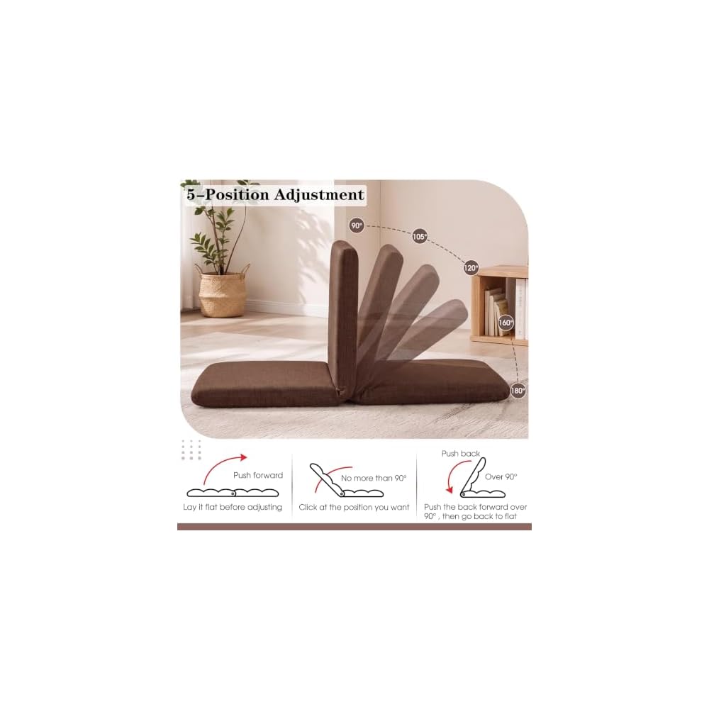 Sintuff Floor Chair with Back Support 5 Position Adjustable,Coffee,XL