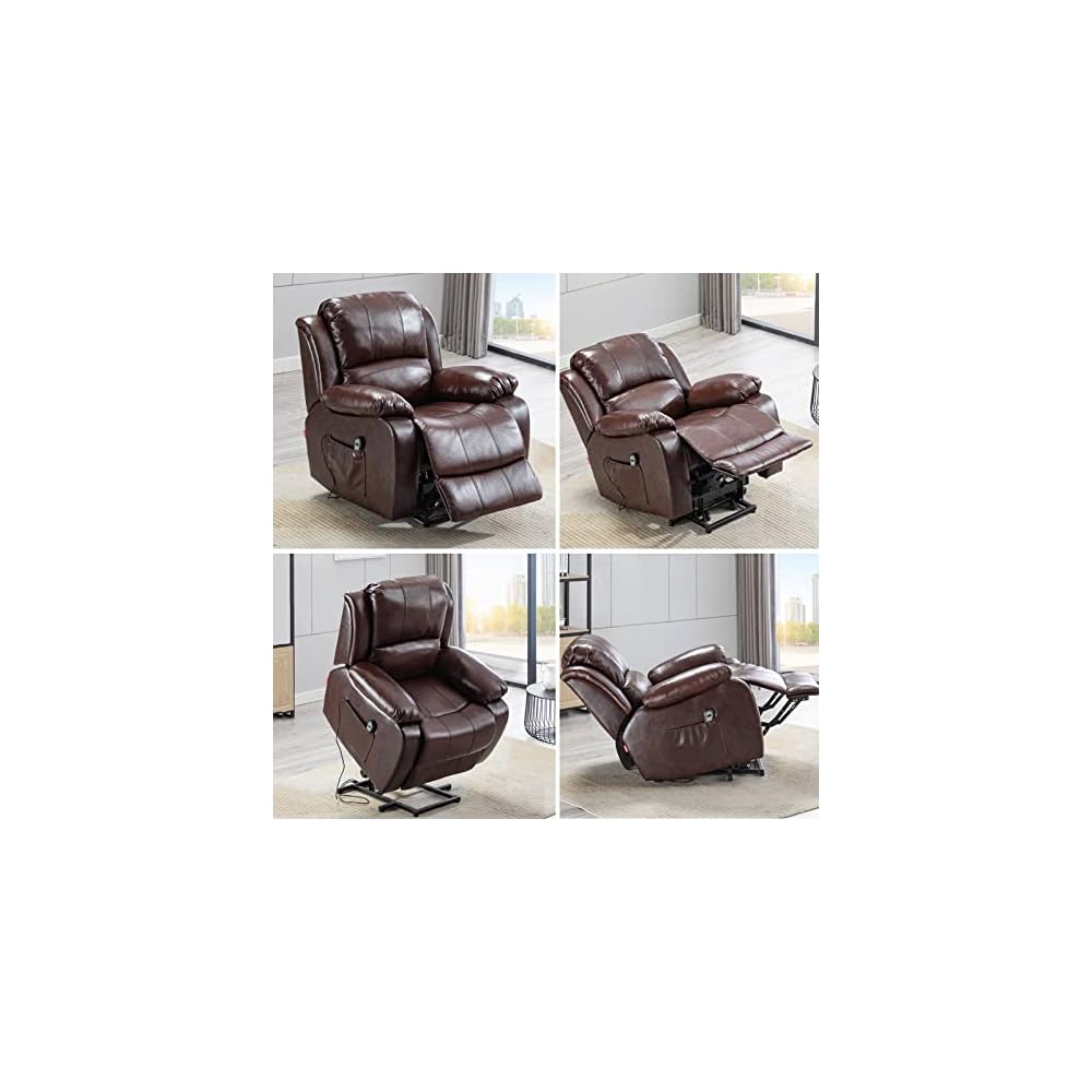 Power Lift Recliner Chair for Elderly Electric Lift Chair Sofa with Massage Living Room Chair Ergonomic Home Theater Seating Recliners Brown