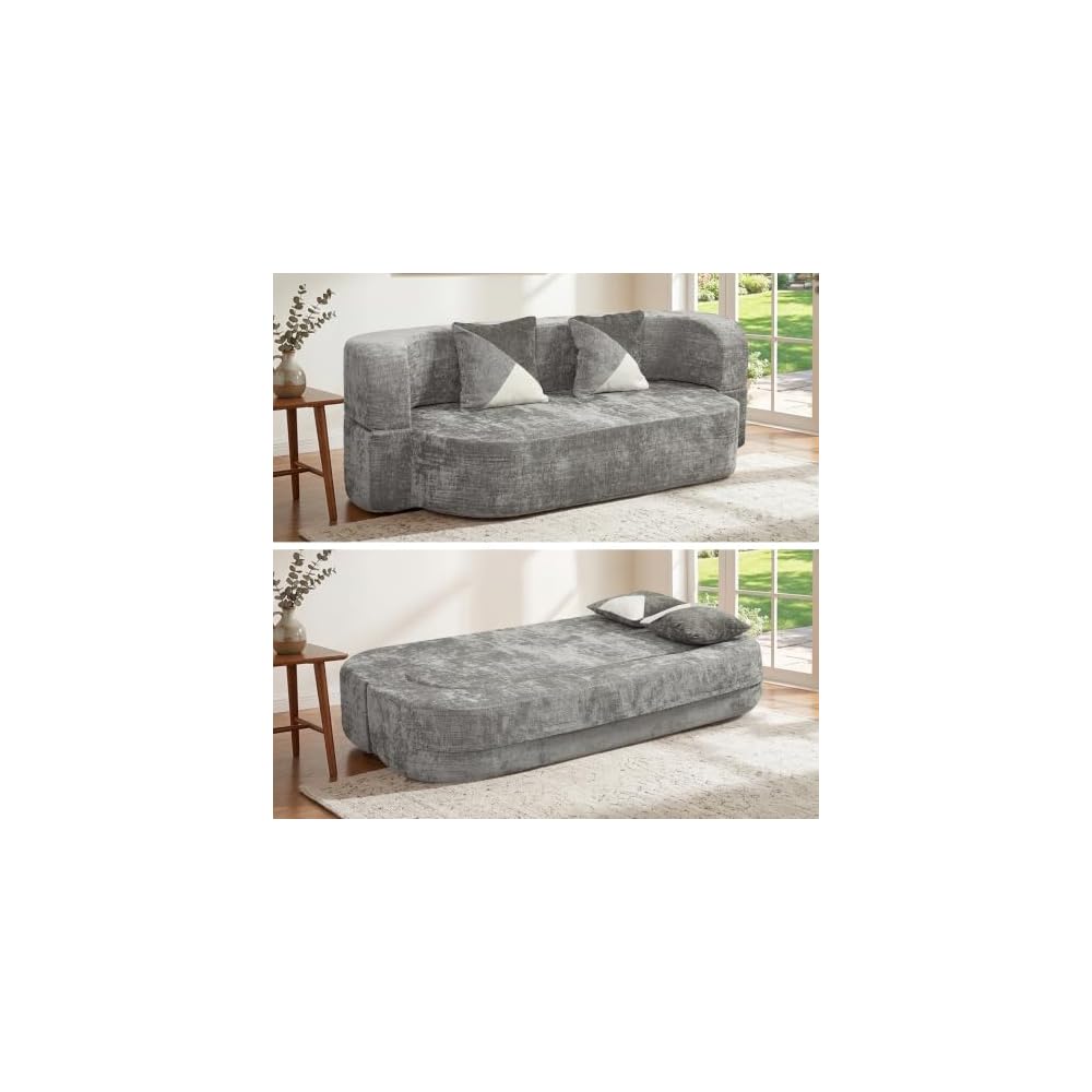 KIVENJAJA 79" Boneless Couch Bed, Convertible Sofa Sleeper, Grey