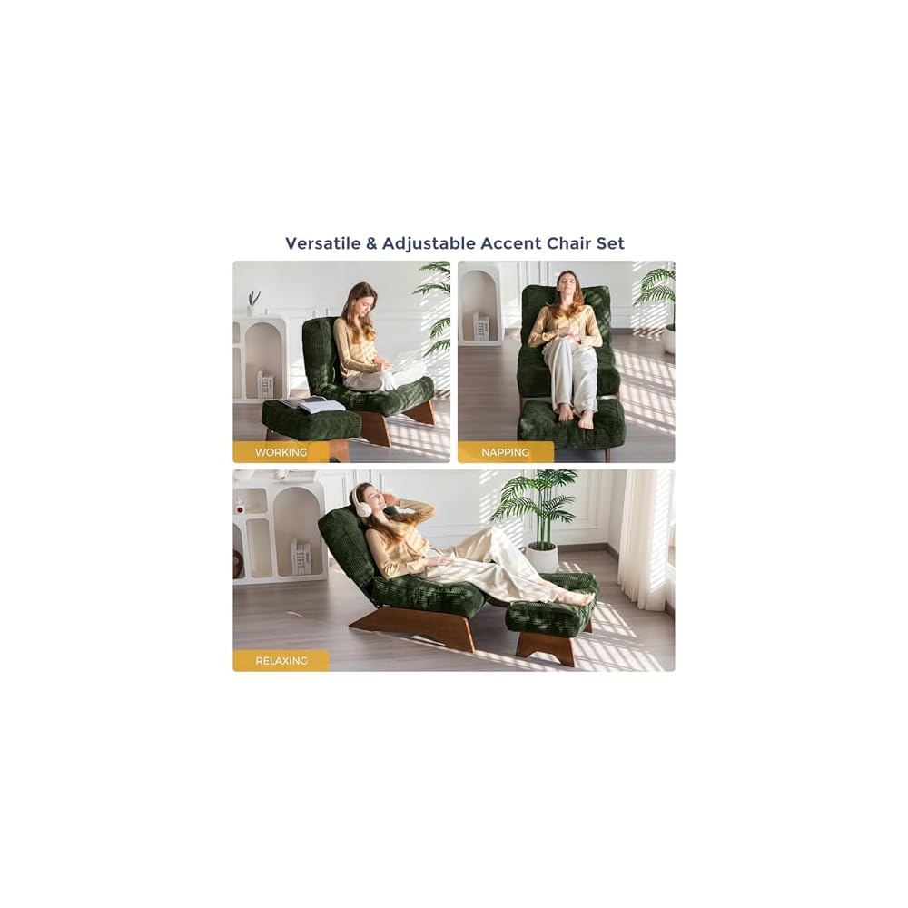 MAXYOYO Accent Chair with Ottoman, Lounge Chair with Adjustable Backrest