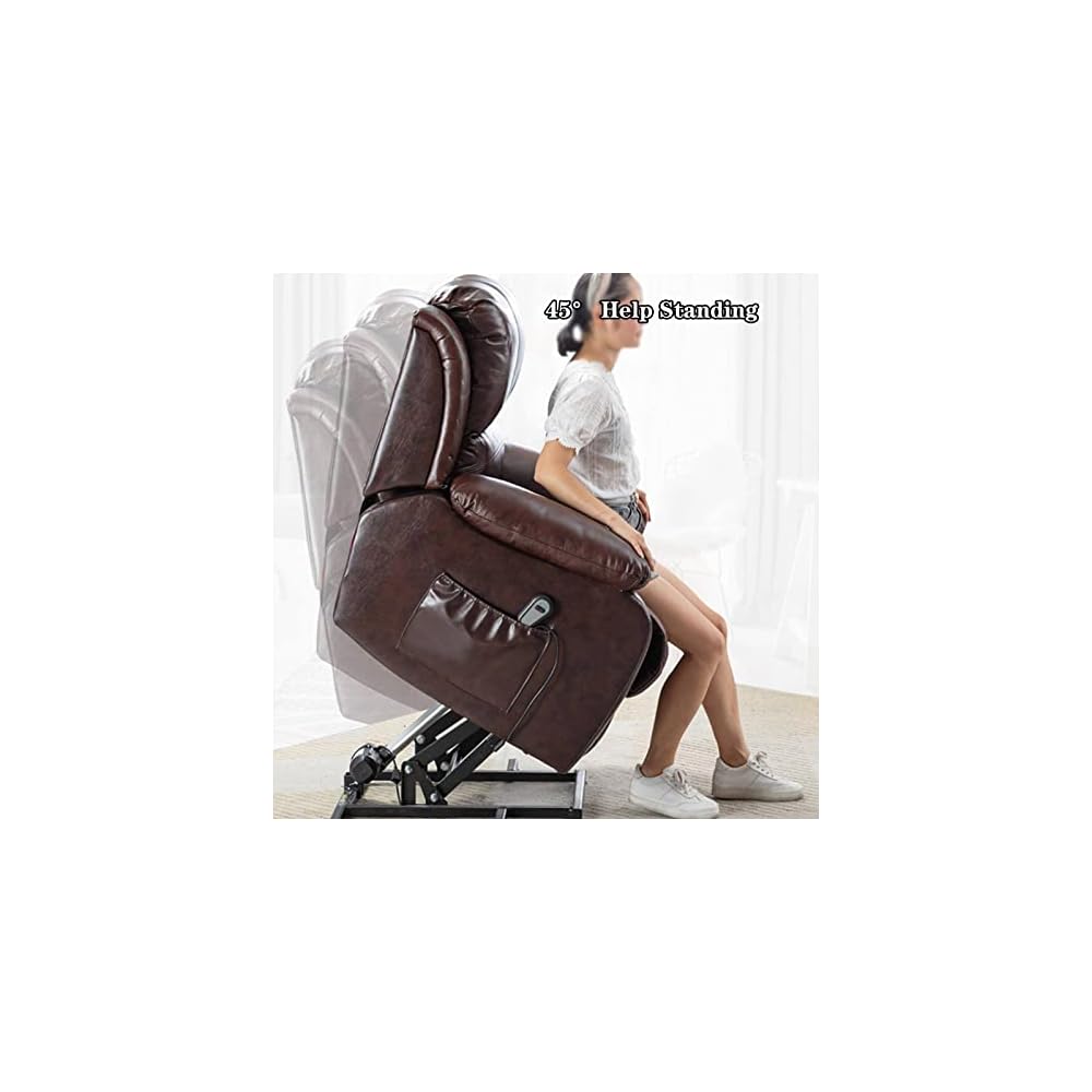 Power Lift Recliner Chair for Elderly Electric Lift Chair Sofa with Massage Living Room Chair Ergonomic Home Theater Seating Recliners Brown