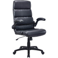 Lorell Colline High-Back Office Chair with Flip-Up Arms, Bonded Leather with PVC, 360-Degree Swivel, Tilt Mechanism, Black