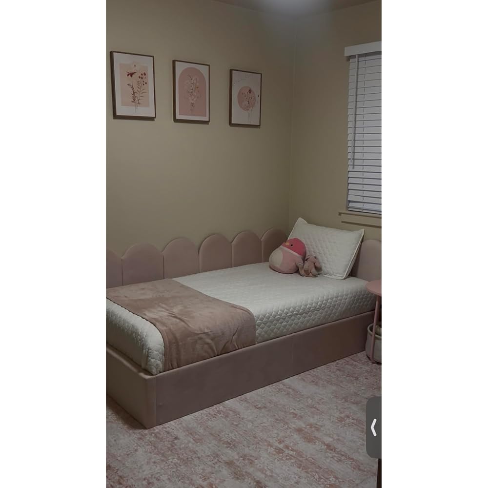 Merax Velvet Upholstered Lift Up Sofa Day Bed for Boys,Girls,Twin, Beige