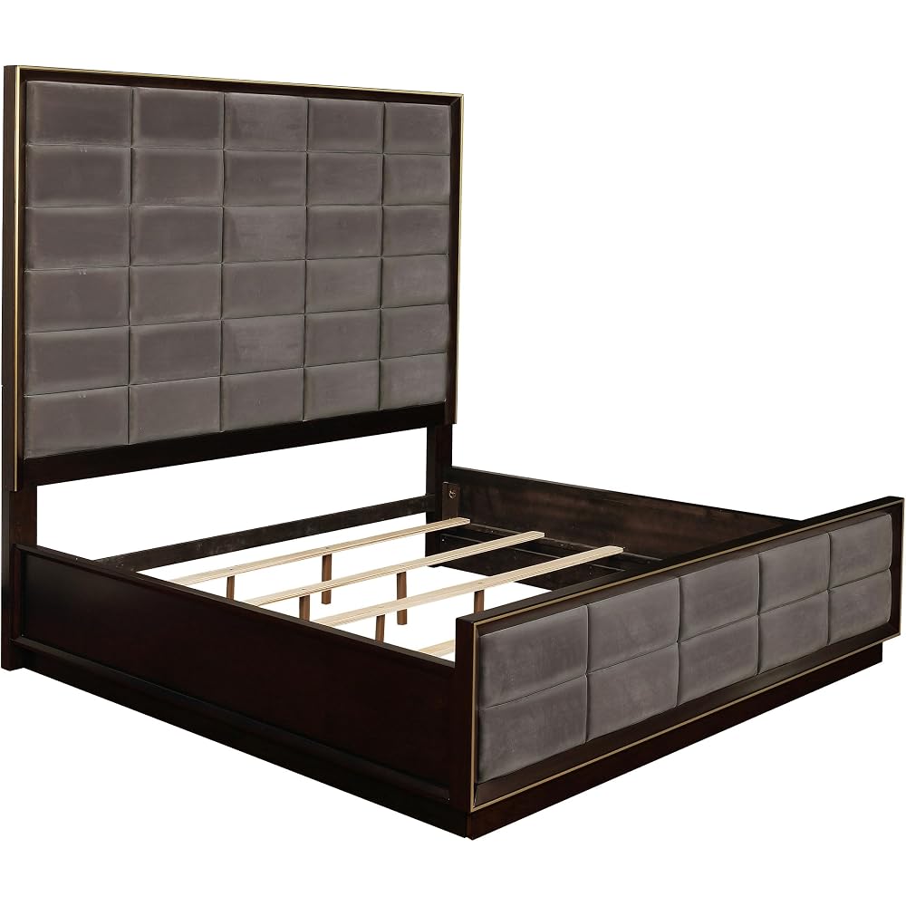 Coaster Home Furnishings - Durango - Wood - Upholstered Eastern King Panel Bed with Channel-Tufted Headboard and Rectangular Shape – Bedroom – Smoked Peppercorn - 223261KE