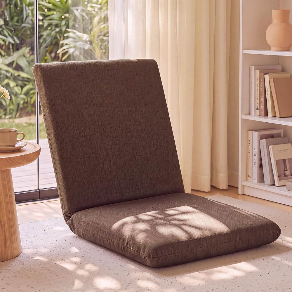 Sintuff Floor Chair with Back Support 5 Position Adjustable,Coffee,XL