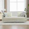 78" Soft Chenille Exquisite Deep-Seat Couch, Elegance Fashionable Sofa with Resilient Foam Cushion, Modern Cloud Couch with Track arms and Pillows for Living Room and Window Space, Ivory