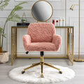 Furniture Office Chair,Artificial Rabbit Hair Home Office Chair with Golden Metal Base,Adjustable Desk Chair Swivel Office Chair,Vanity Chair(Pink), 320 mm